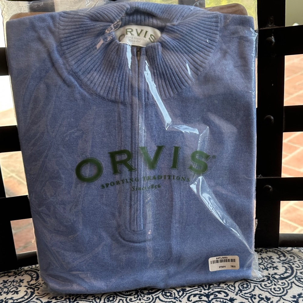 Orvis Men's Zip-Up Sweater in Blue
